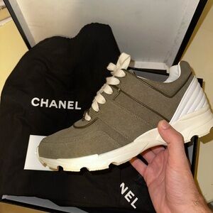 Chanel khaki olive sneakers